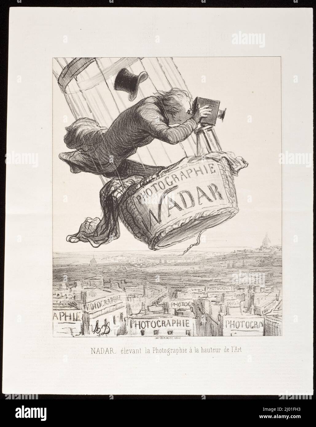 Nadar élévant la Photographie à la hauteur de l'Art. Honoré Daumier (France, Marseilles, 1808-1879). France, 1862. Prints; lithographs. Lithograph Stock Photo