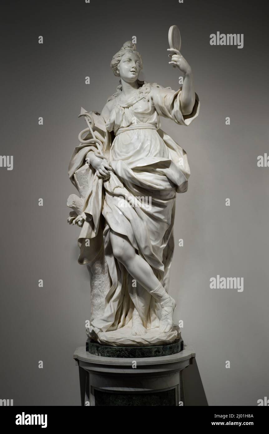 Allegorical Figure of Prudence, from Palazzo Giugni, Florence. Giovanni Baratta (Italy, Carrara, 1670-1747). circa 1703-1708. Sculpture. White carrara marble Stock Photo