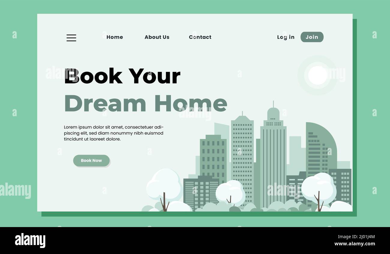 Book your dream home real estate website landing page Stock Vector