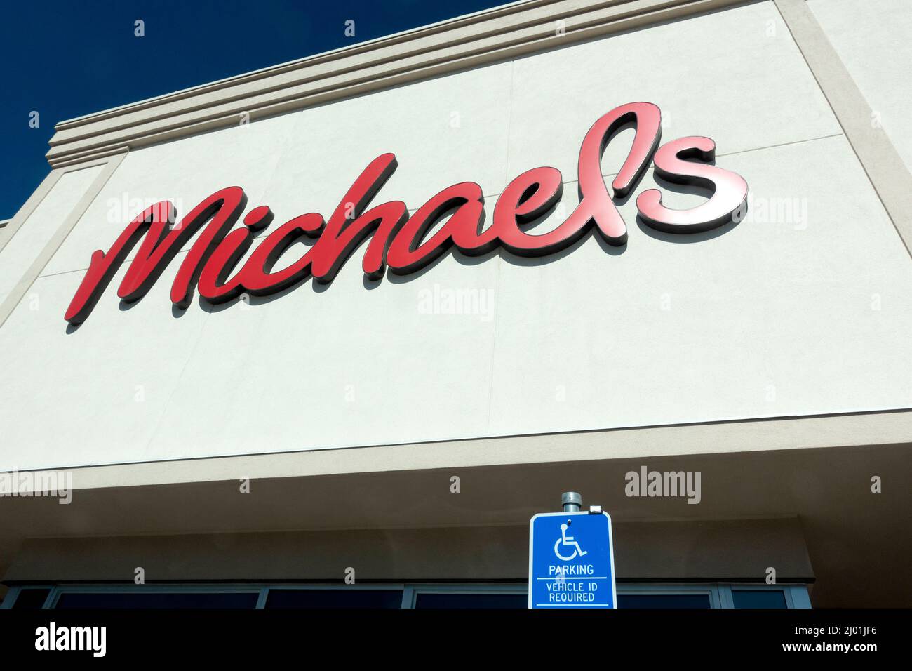 Sign for Michaels Arts and Crafts Store. Roseville Minnesota MN USA Stock Photo