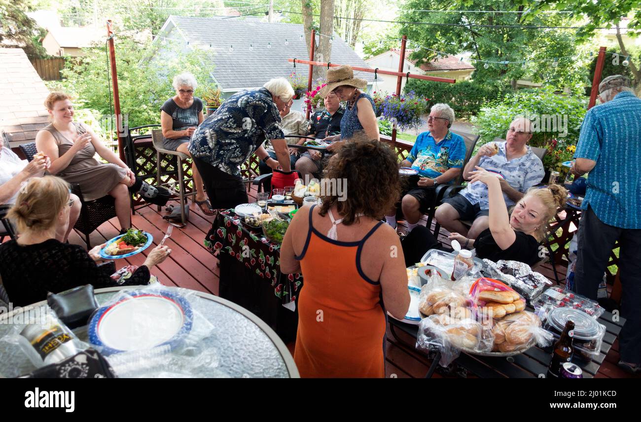 Group of celebrants for summer and Grand Old Day parade. St Paul Minnesota MN USA Stock Photo