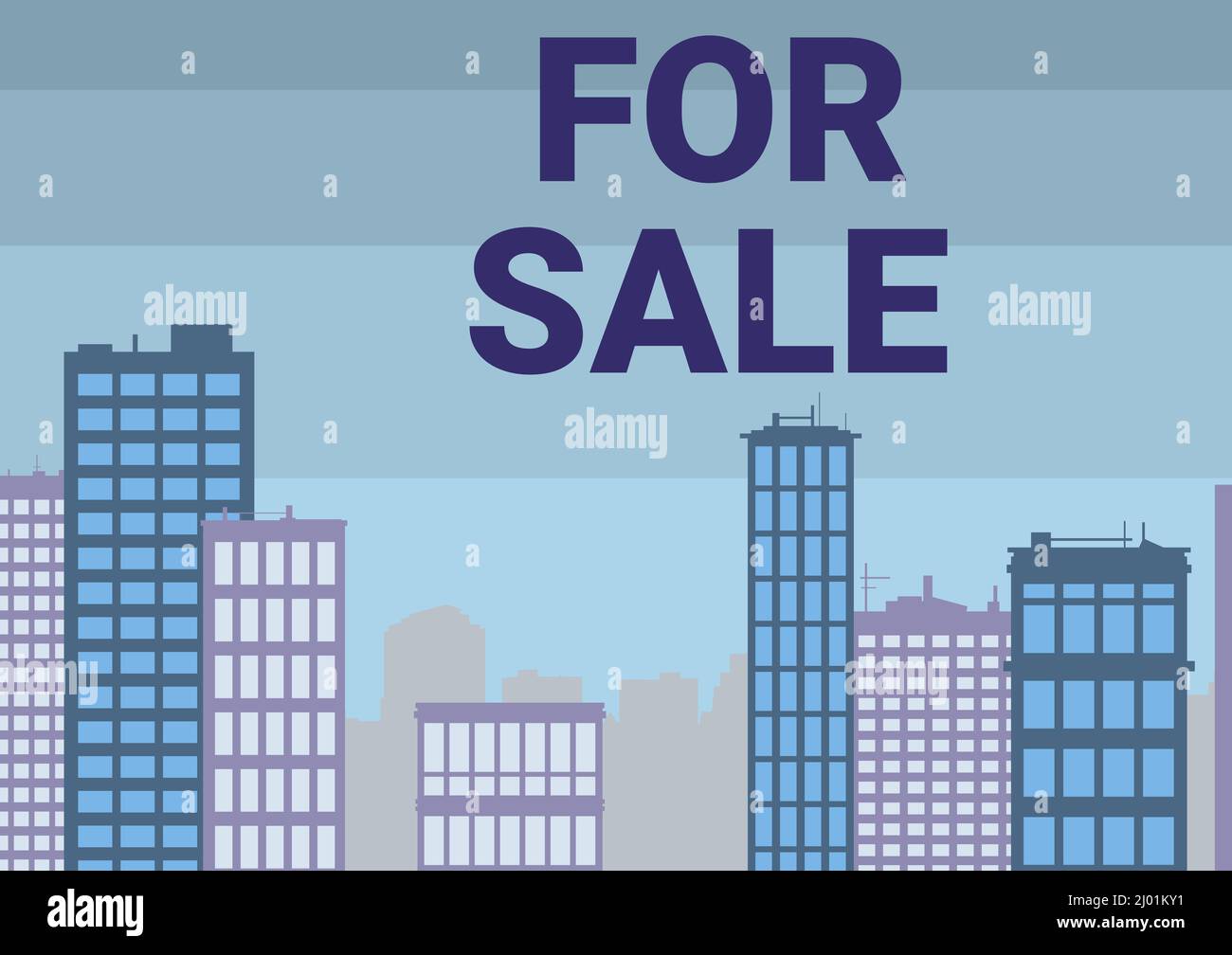 Conceptual caption For Sale. Internet Concept putting property house vehicle available to be bought by others Multiple Skyscrapers Drawing Showing Stock Photo