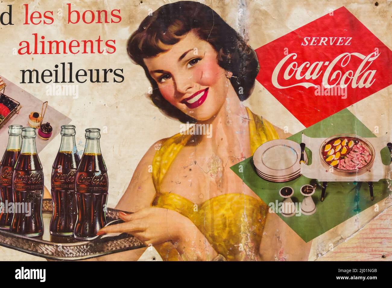 Vintage 1950s coca cola poster advertisement hi-res stock