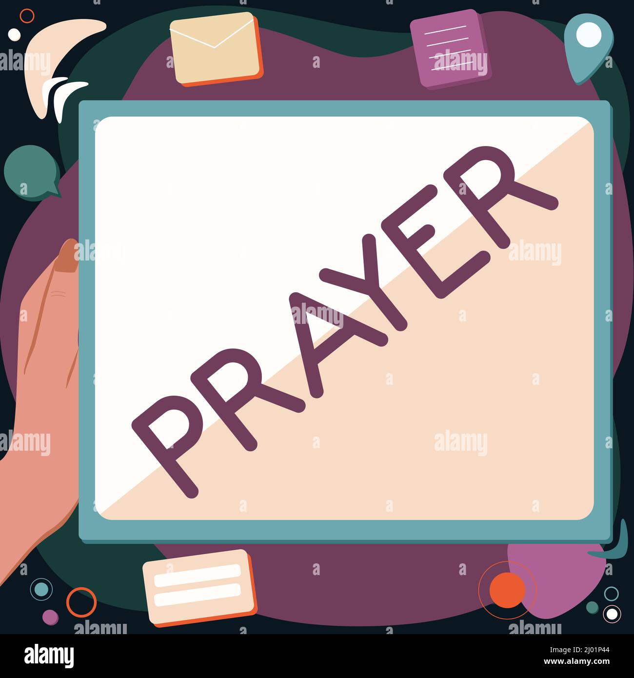Conceptual display Prayer. Internet Concept solemn request for 