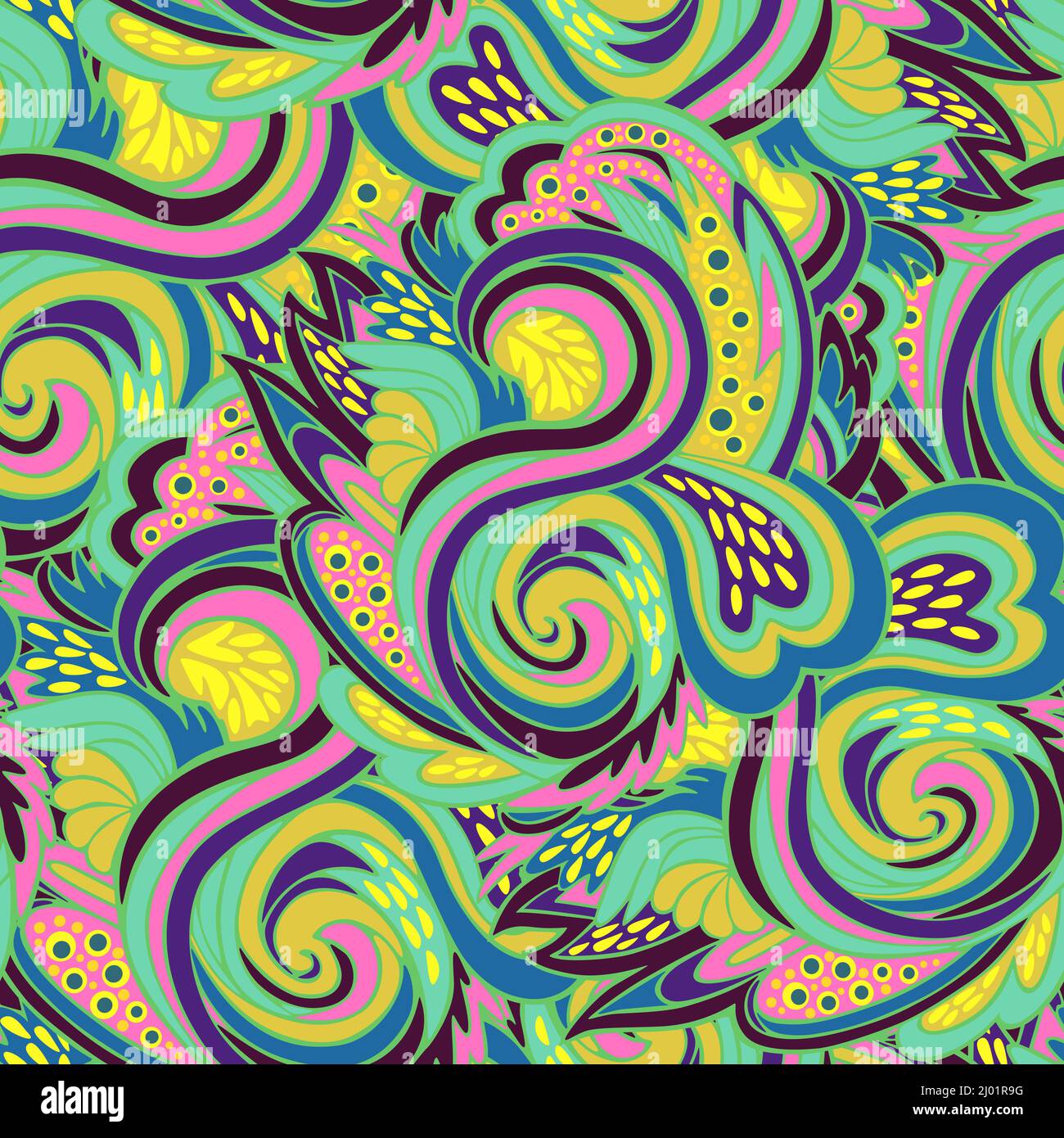 Funky colorful seamless psychedelic texture for decoration and design ...