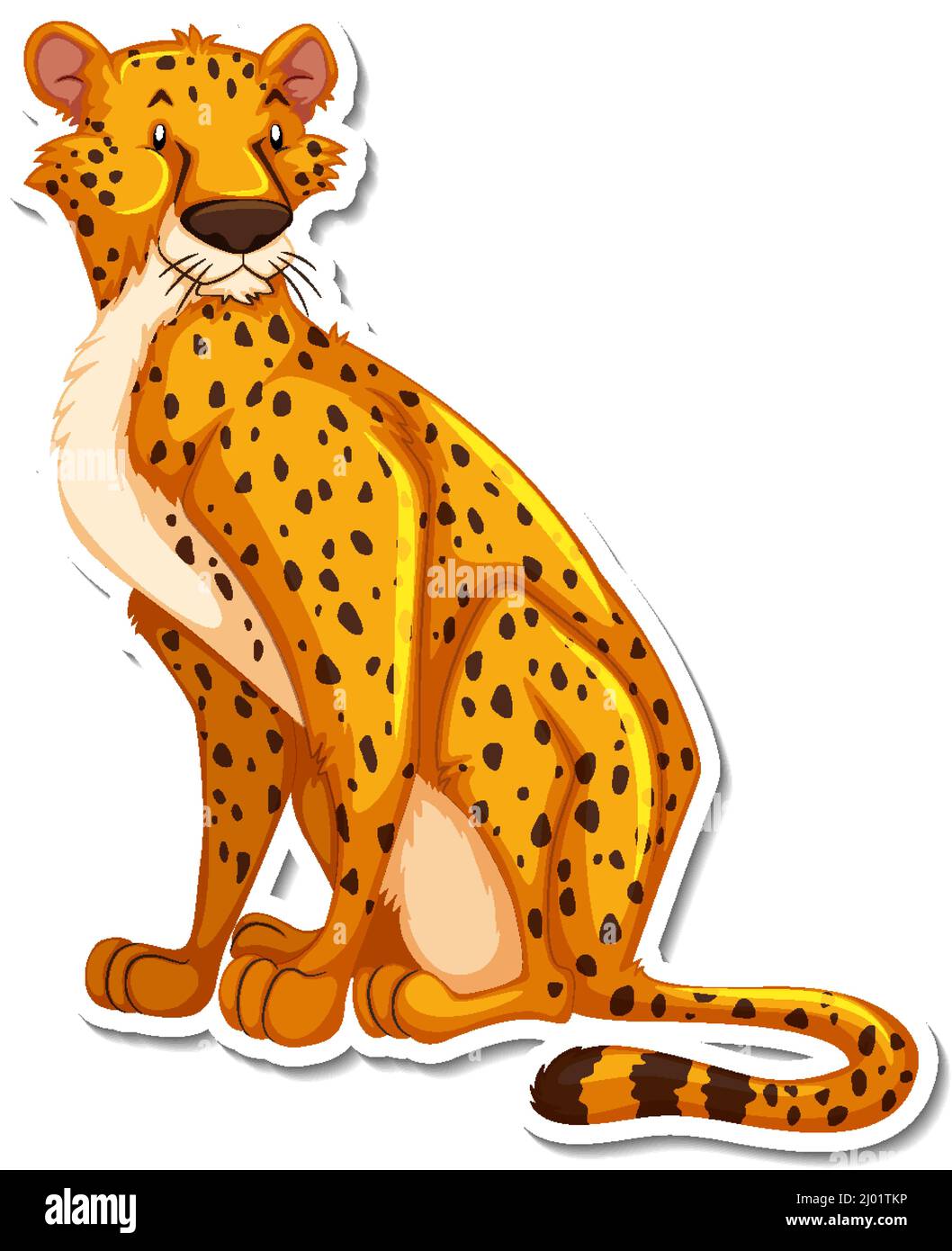 Cheetah cartoon character on white background illustration Stock Vector
