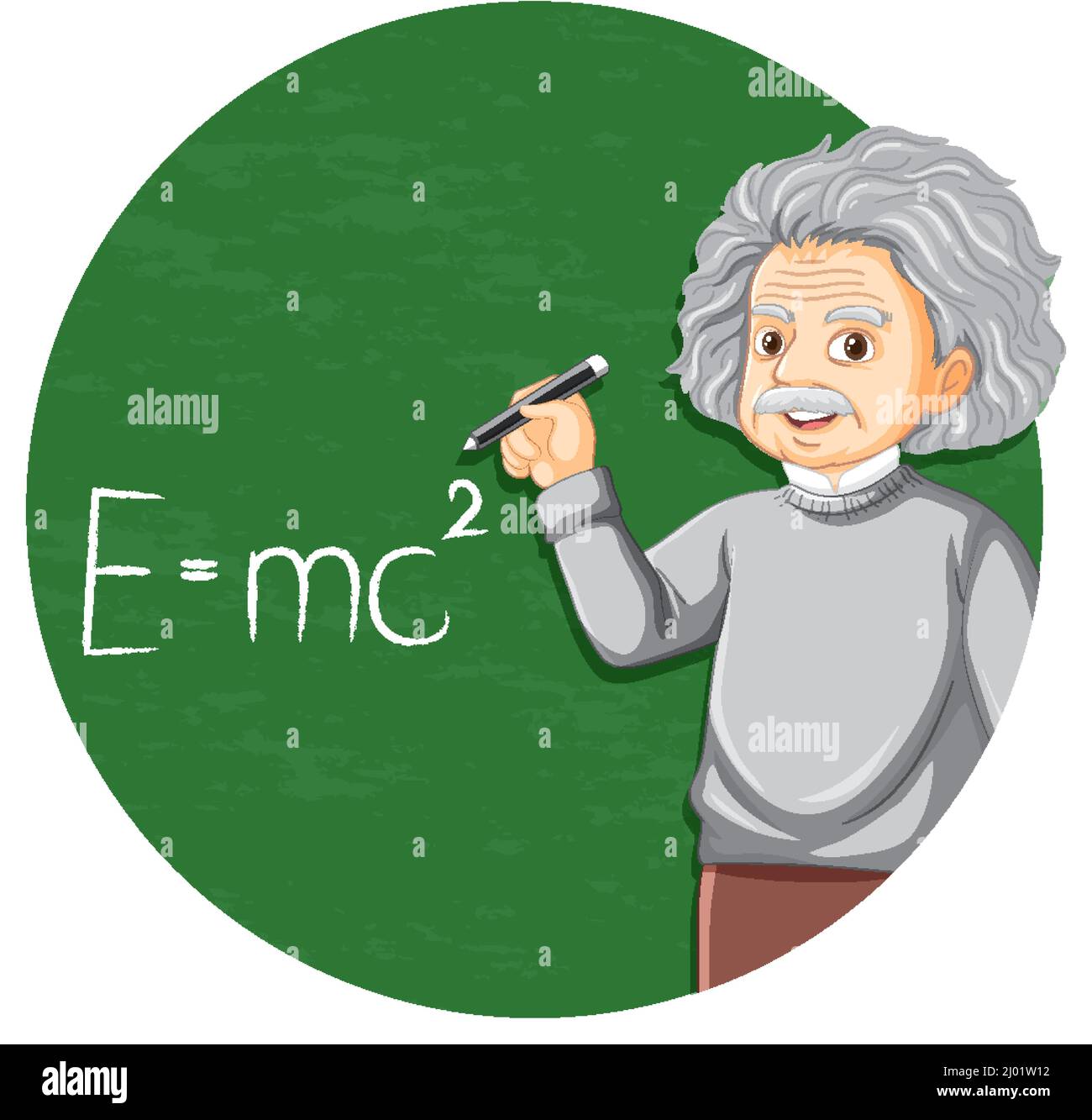 Portrait of Albert Einstein in cartoon style illustration Stock Vector