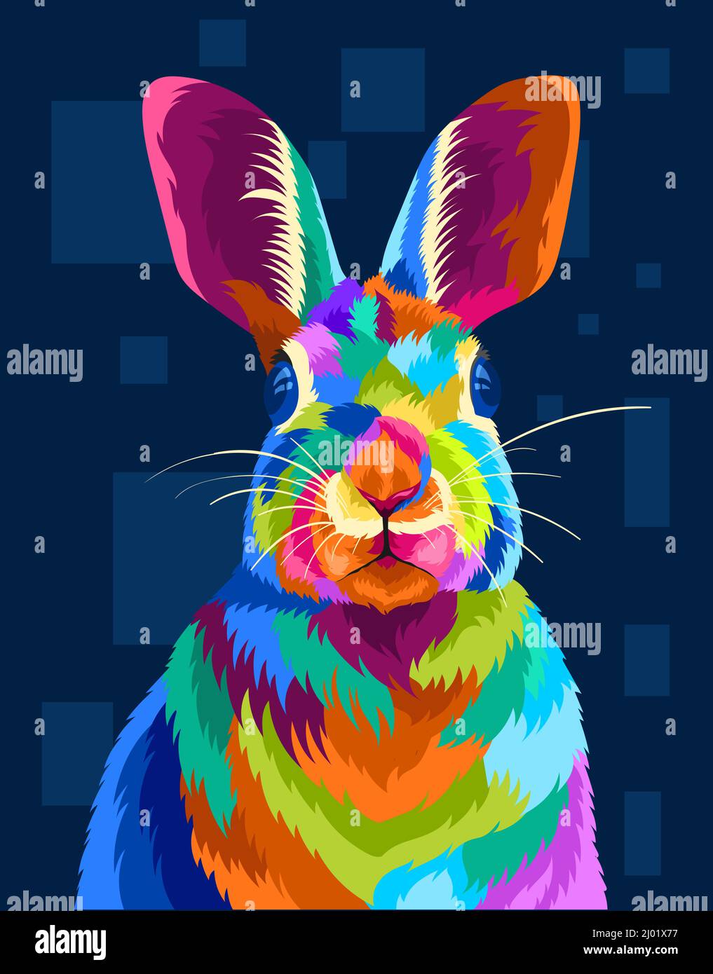 illustration rabbit with pop art style Stock Vector