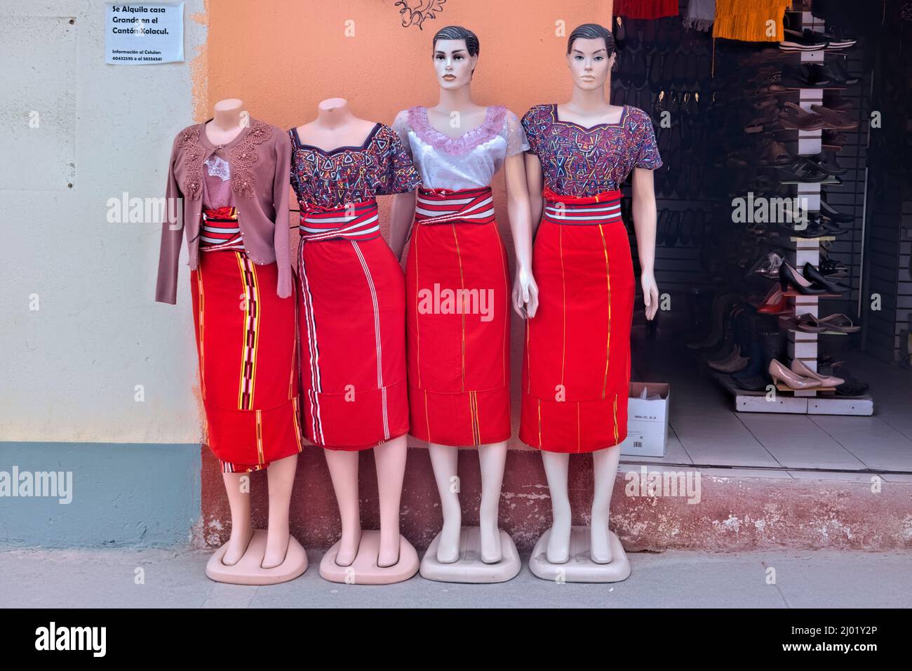 Beautiful Ixil traditional clothing, Nebaj, El Quiché, Guatemala Stock Photo