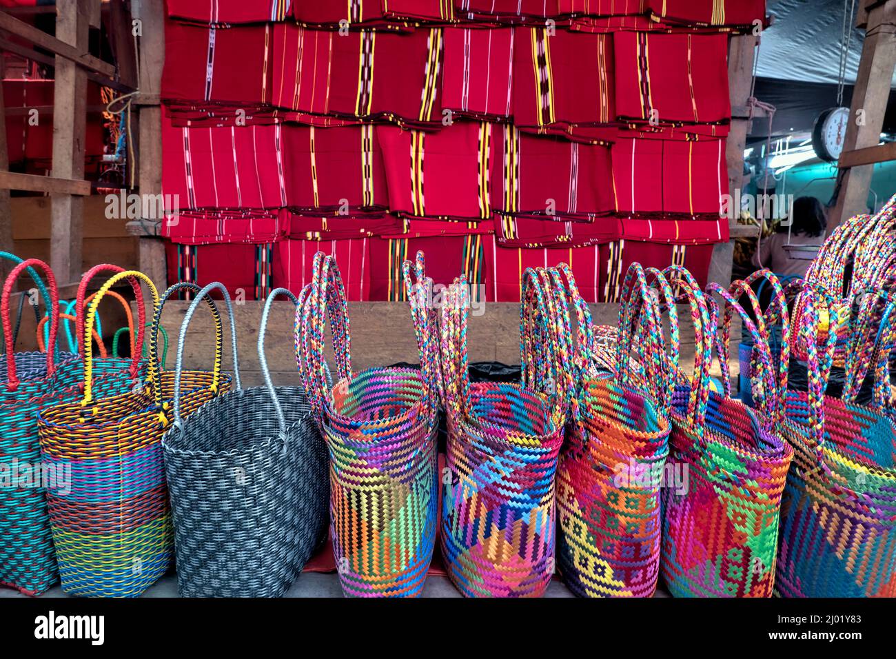 Beautiful Ixil traditional textiles, Nebaj, El Quiché, Guatemala Stock Photo