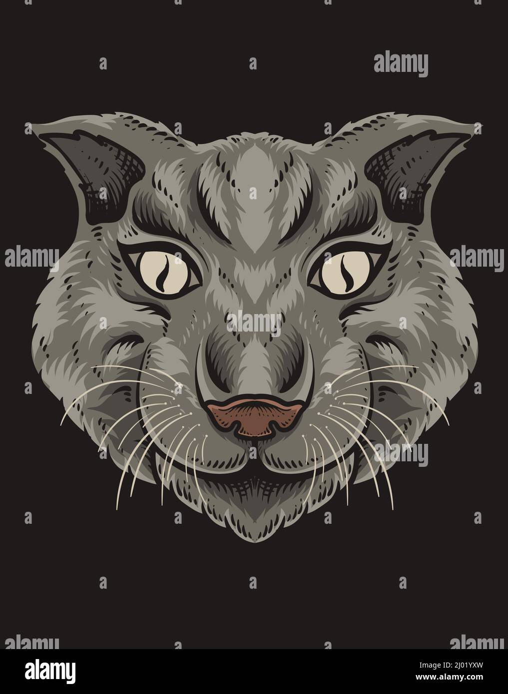 illustration cat head on black background Stock Vector Image & Art - Alamy