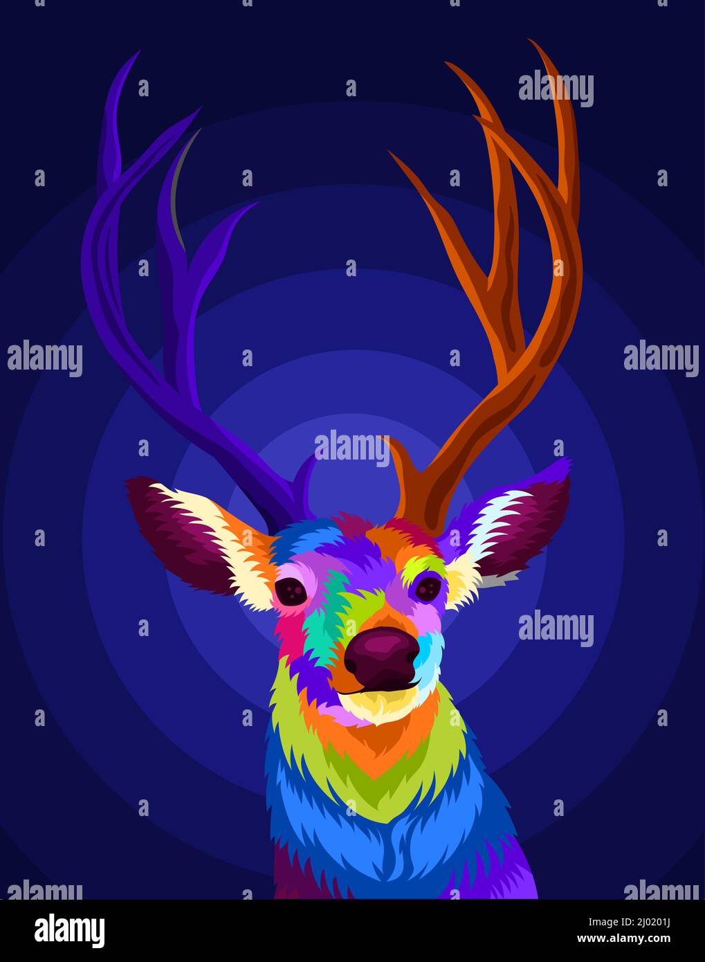illustration deer with pop art style Stock Vector