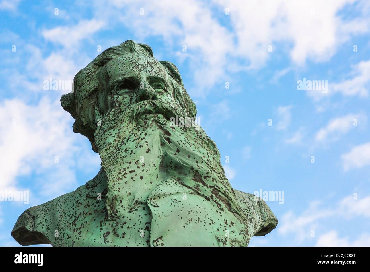 Bronze bust sculpture of unknown historic figure. Stock Photo