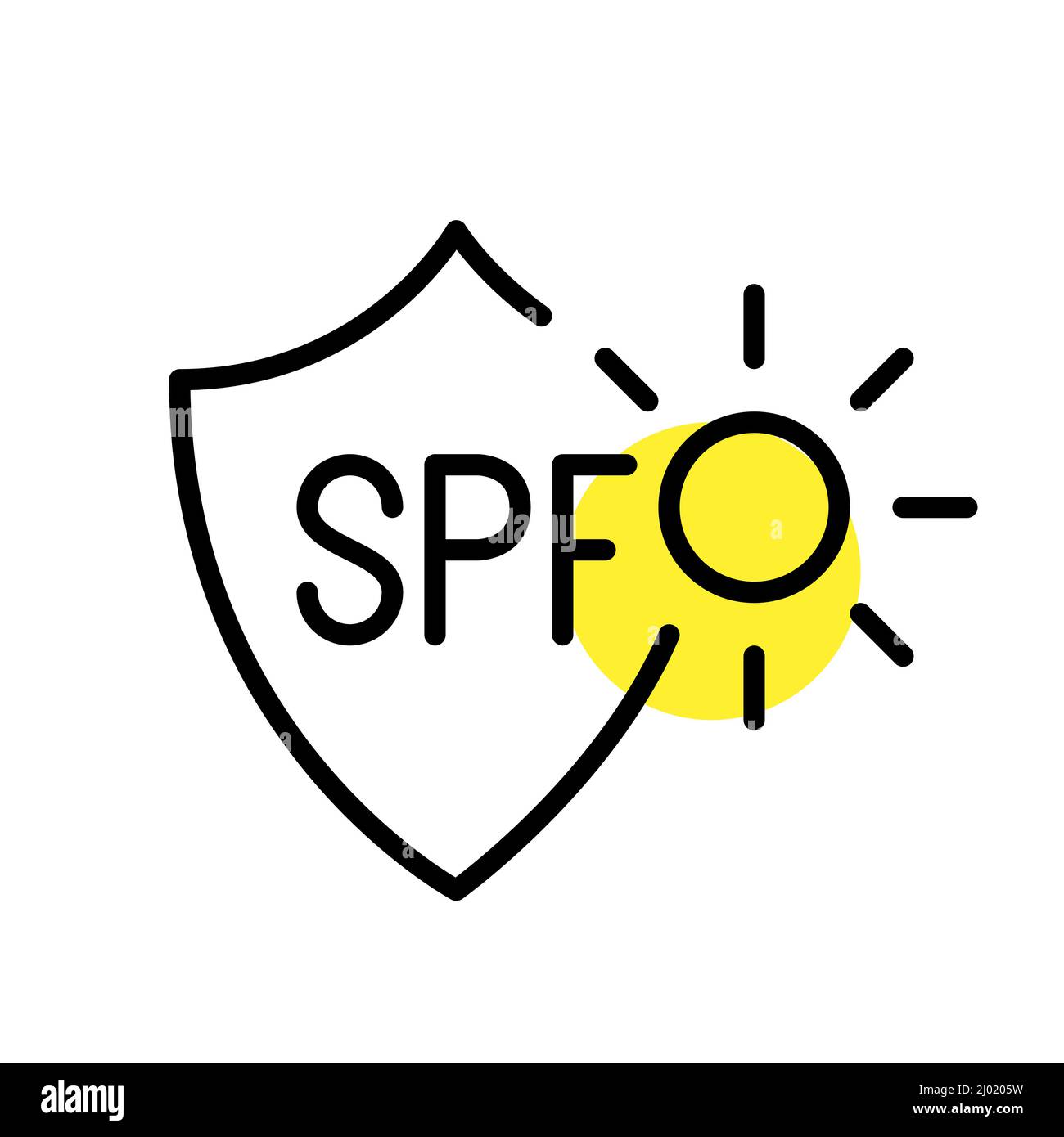 SPF protection shield. Pixel perfect, editable stroke Stock Vector