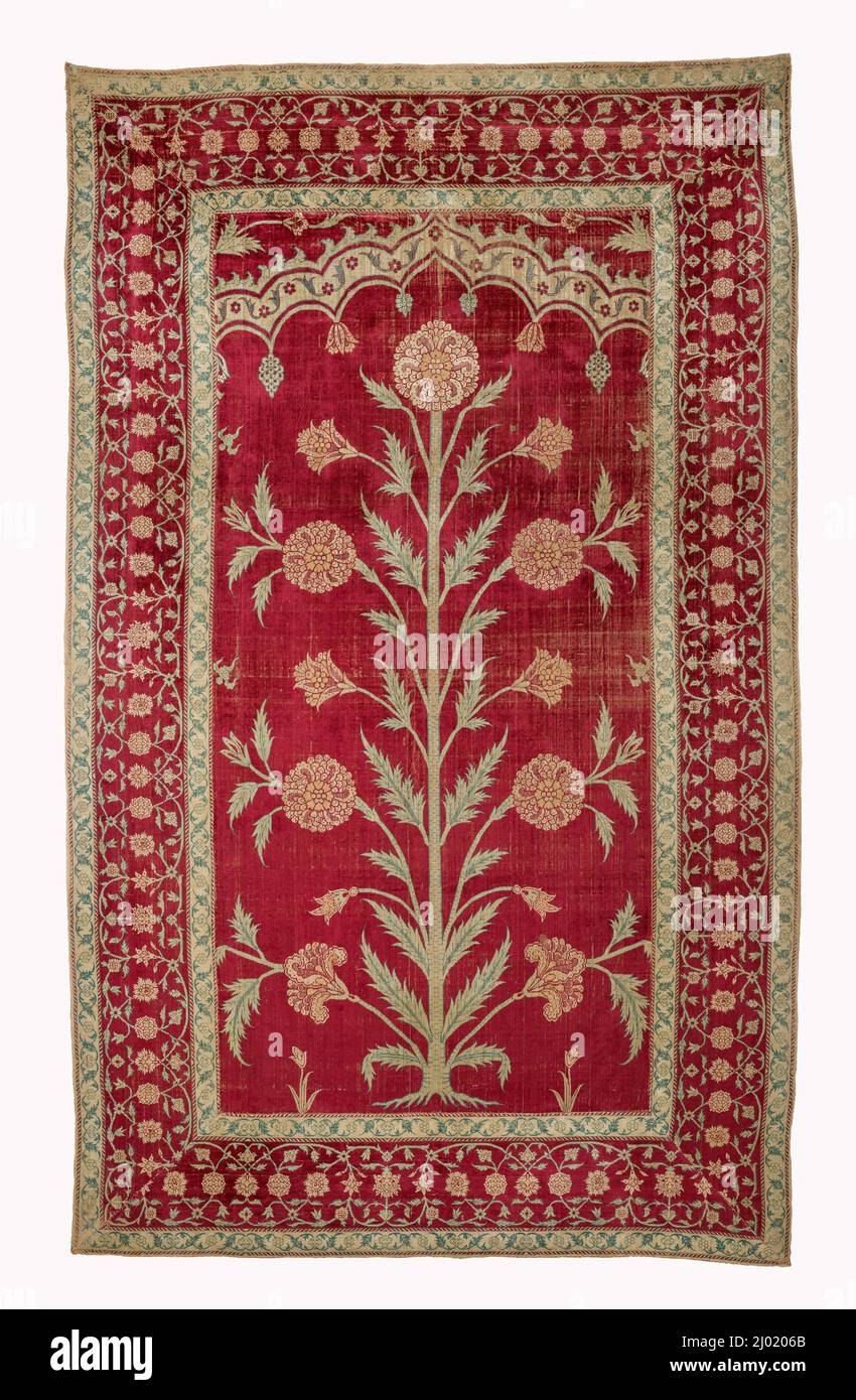 Textile Panel. India, Mughal dynasty, late 17th century. Textiles; panels. Silk cut velvet Stock Photo