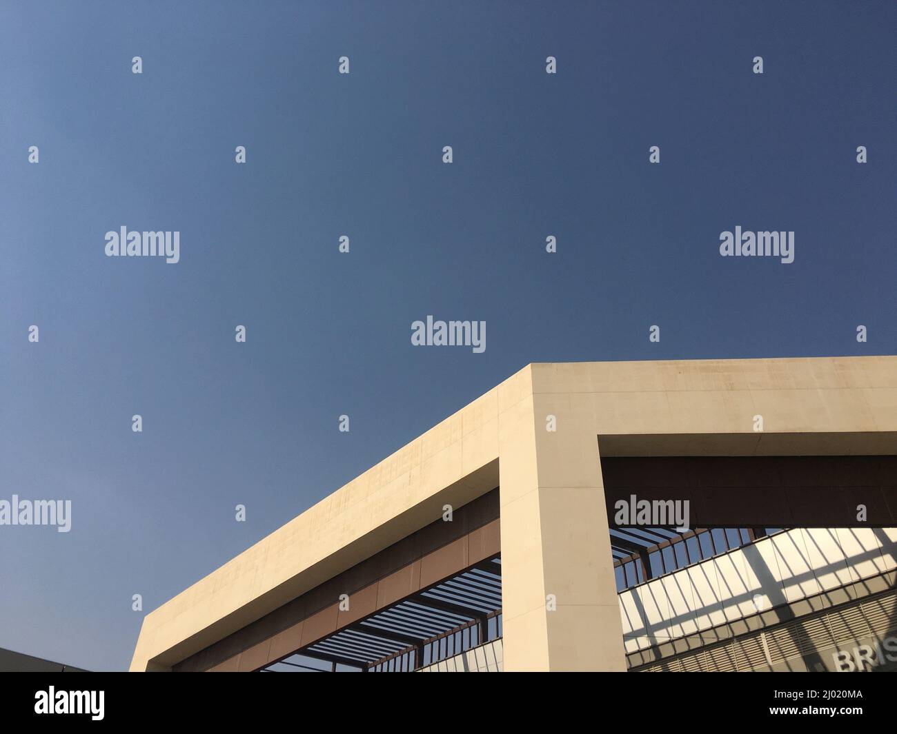 Exterior view of a modern building on blue sky abckground Stock Photo ...