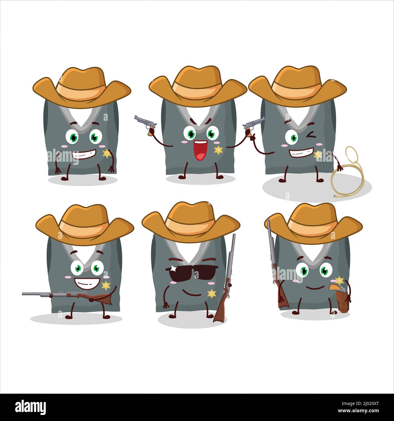 Cool cowboy gray school vest cartoon character with a cute hat. Vector