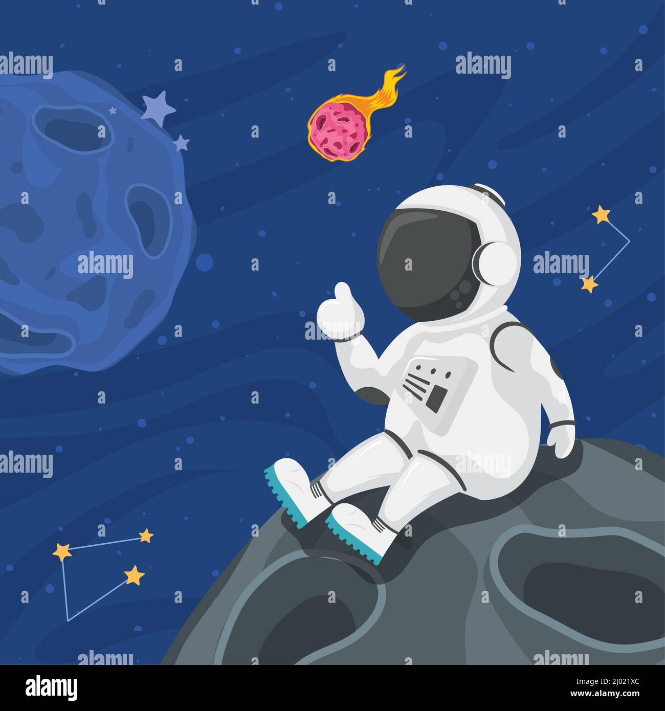 astronaut seated in meteorite scene Stock Vector Image & Art - Alamy