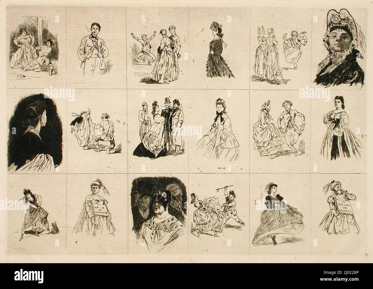 Les Cythères Parisiennes. Félicien Victor Joseph Rops (Belgium, Namur, 1833-1898). Belgium, no date. Prints; etchings. Etching Stock Photo
