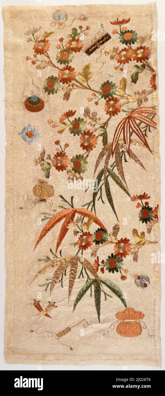 Kosode (Kimono) Fragment with Bamboo, Chrysanthemum, and Emblems of ...