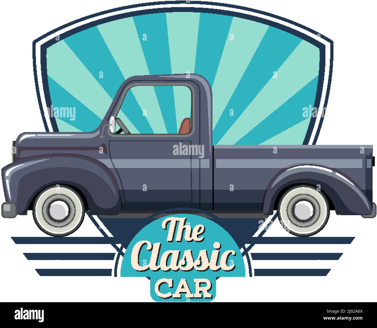 The classic car concept with old truck car illustration Stock Vector ...