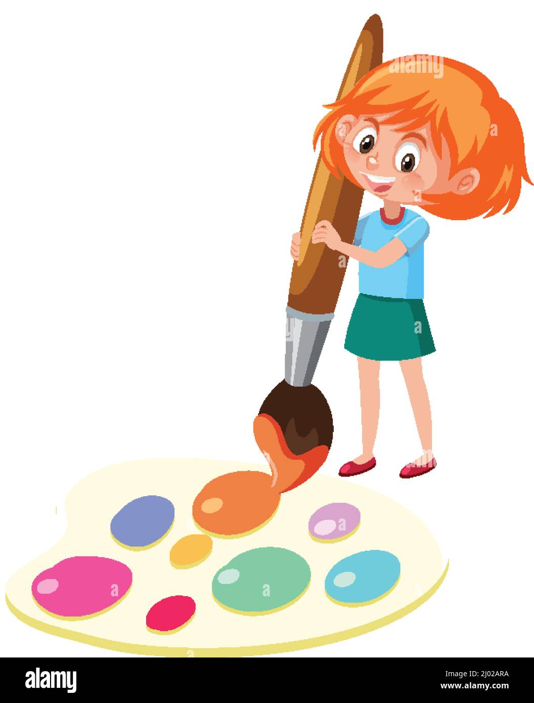 A girl with palette of watercolor illustration Stock Vector Image & Art ...