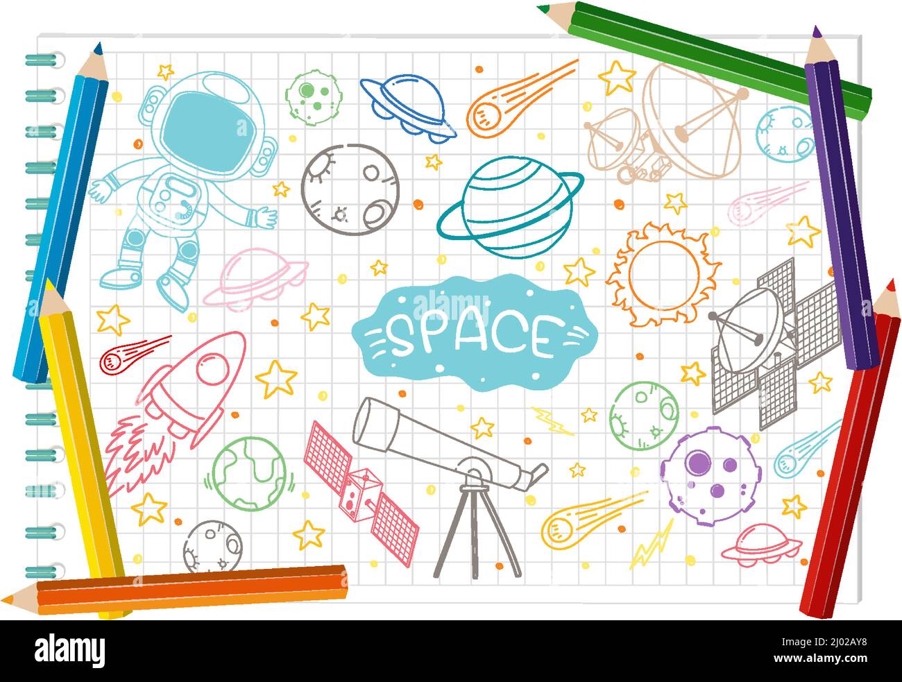 Hand drawn doodle icons on paper illustration Stock Vector Image & Art ...
