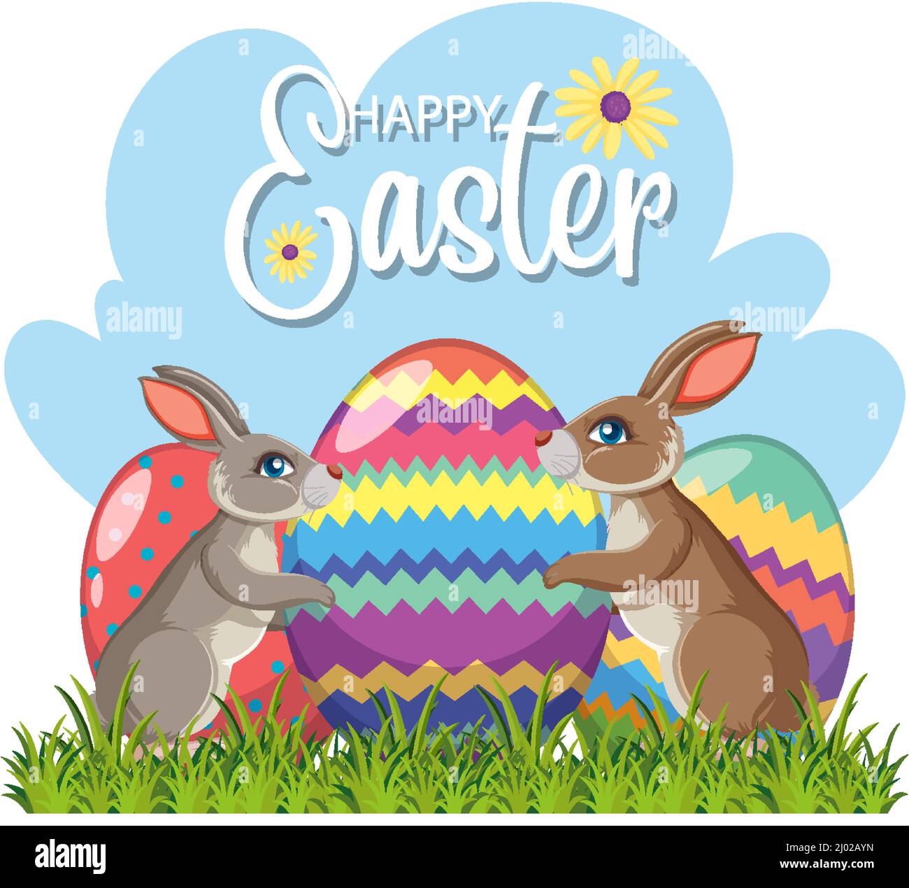 Happy Easter design with bunny and egg illustration Stock Vector Image ...