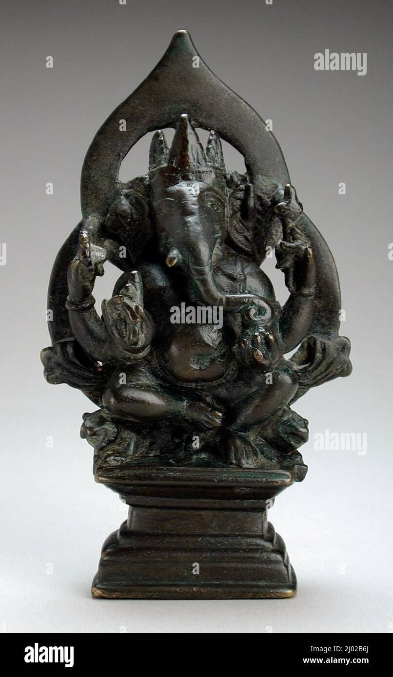 Ganesha, Lord of Obstacles. India, Jammu and Kashmir, Kashmir region, 10th-11th century. Sculpture. Copper alloy Stock Photo