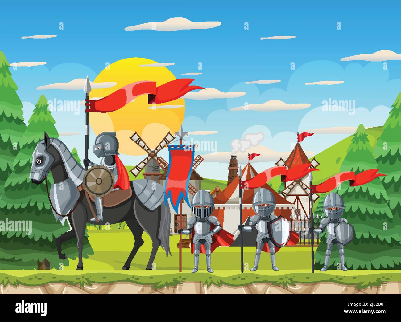 Military medieval camp with tent illustration Stock Vector Image & Art ...