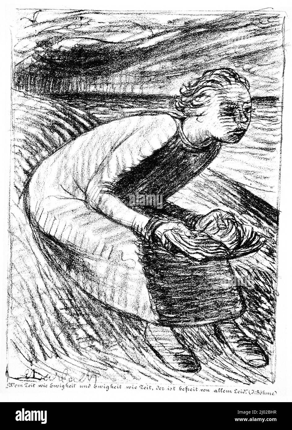 To whom time is an eternity. Ernst Barlach (Germany, 1870-1938). Germany, 1916. Prints; lithographs. Lithograph Stock Photo