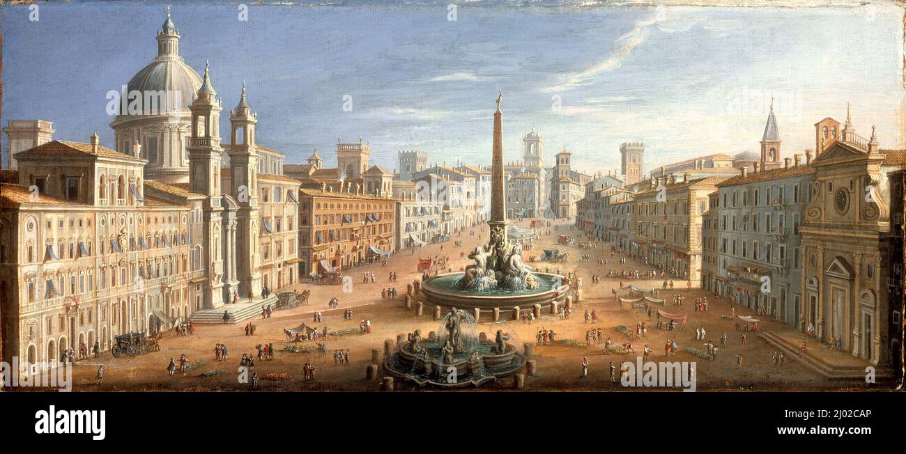 Hendrik Frans van Lint, View of the Monte Aventino in Rome, Utsikt över  Aventinen i Rom, painting, 1741, oil on canvas, Height, 24 cm (9.4 inch),  Width, 35 cm (13.7 inch), Inscriptions