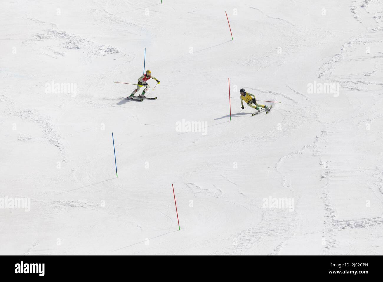 Yanqing (China) / National Alpine Center / 12.03.22  Para Ski Alpin, RISTAU, Noemi (GER) vom SSG Blista Marburg (HES) (hinten) mit Guide BRENZEL, Paul Stock Photo