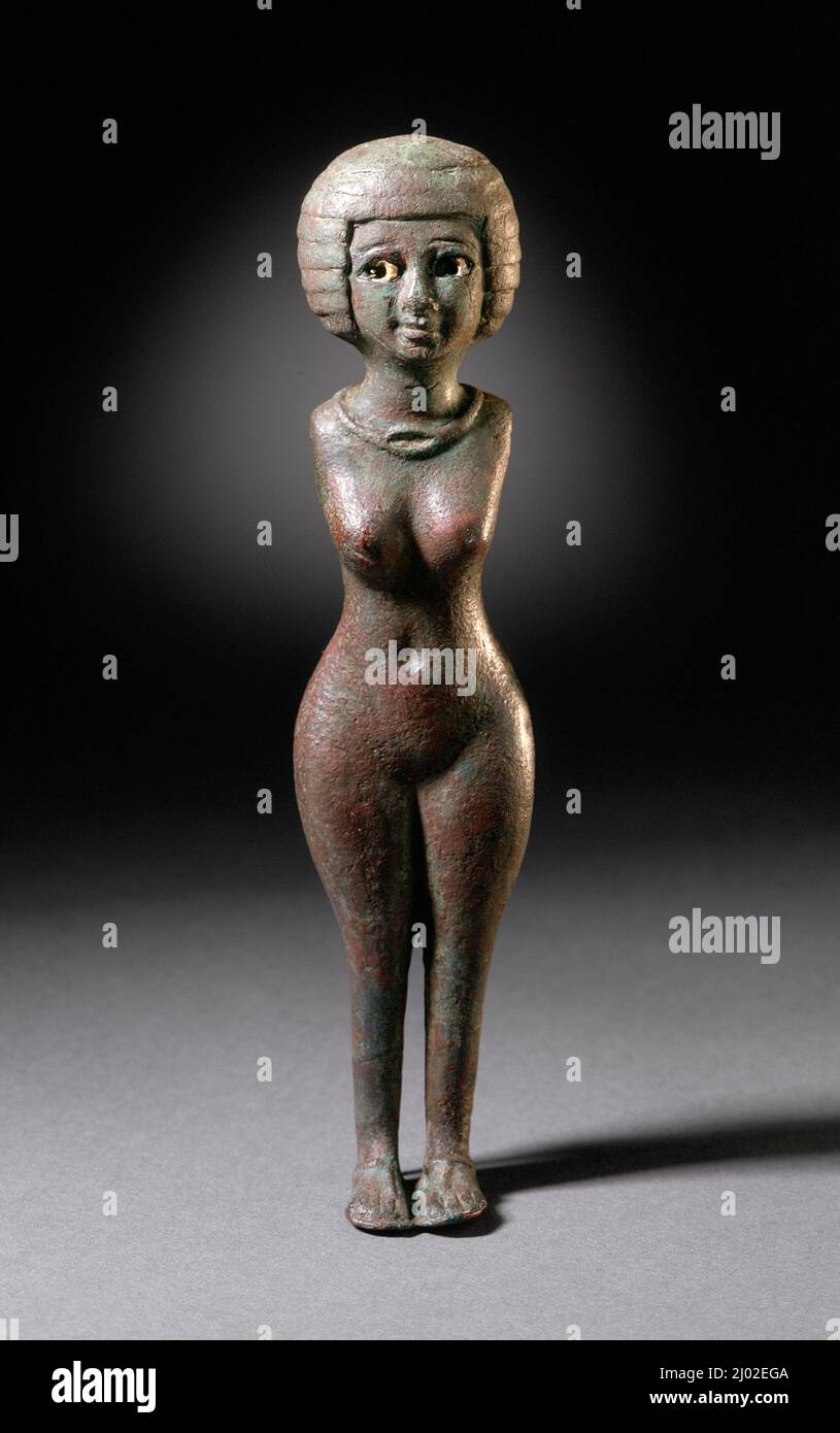 Nubian Female Figure. Egypt, Late Period, 25th Dynasty (711 - 600 BCE) or later. Sculpture. Bronze Stock Photo