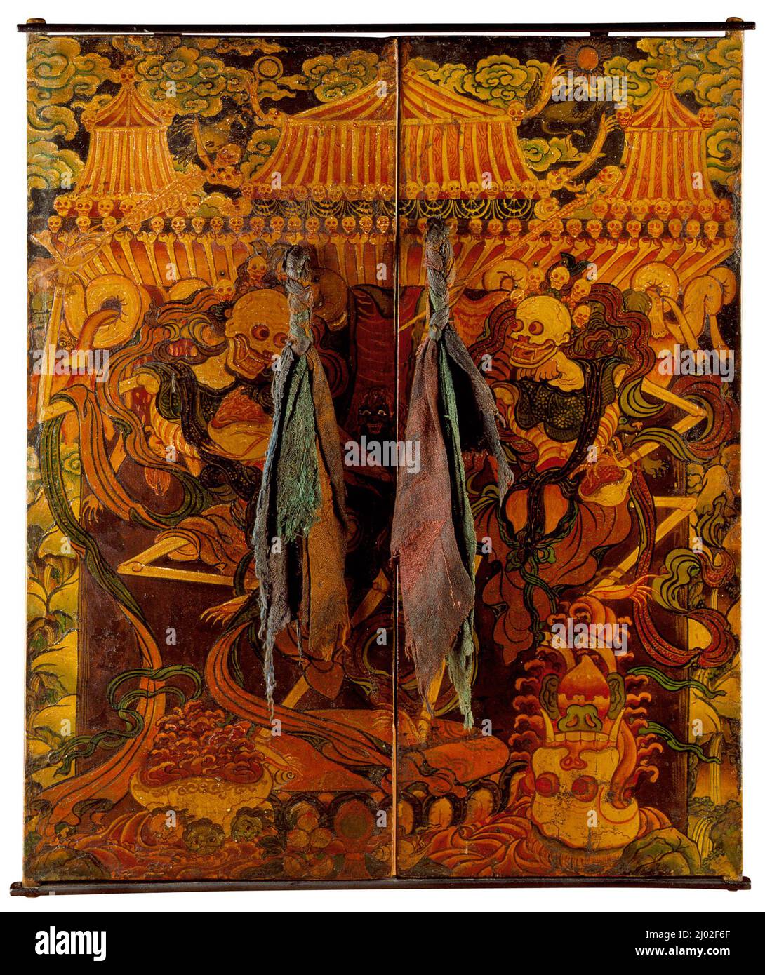 Painted Tibetan Torgam Offering Cabinet - 19thC