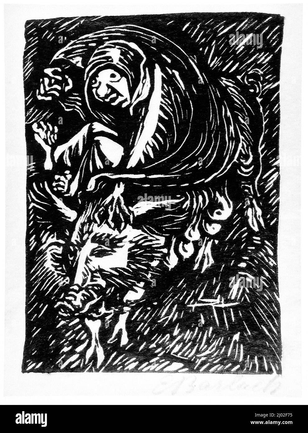 The witch Baubo. Ernst Barlach (Germany, 1870-1938). Germany, 1922. Prints; woodcuts. Woodcut on Japan paper Stock Photo