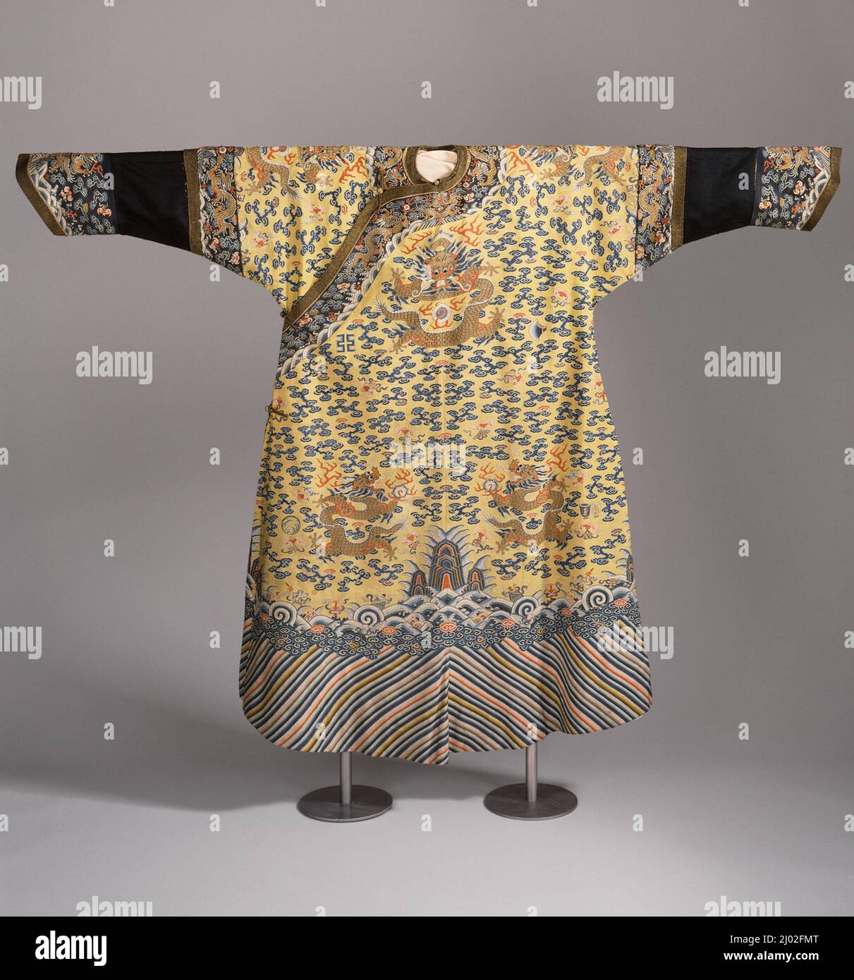 Emperor's Twelve-Symbol Dragon Robe (longpao). China, Late Qing dynasty ...