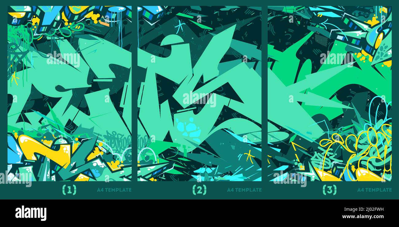 Abstract Graffiti Style A4 Poster Vector Illustration Background Template  Stock Vector