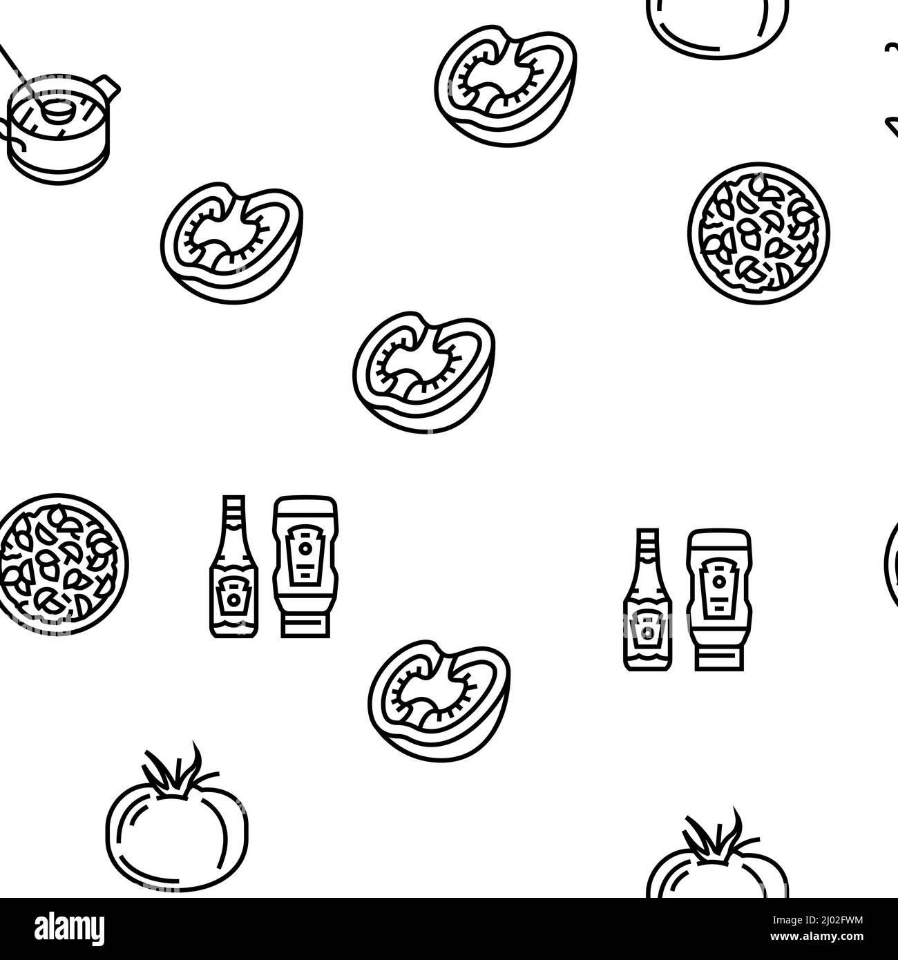 Tomato Natural Vitamin Vegetable Vector Seamless Pattern Stock Vector ...
