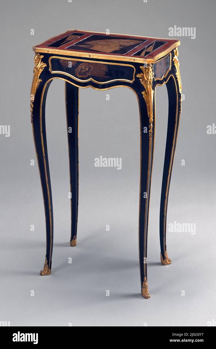 Small Table. Alfred-Emanuel-Louis Beurdeley (France, 1847-1919)A. Beurdeley et Cie (France, Paris, 1804-1895). France, Paris, circa 1880. Furnishings; Furniture. Wood, ormolu, lacquer Stock Photo