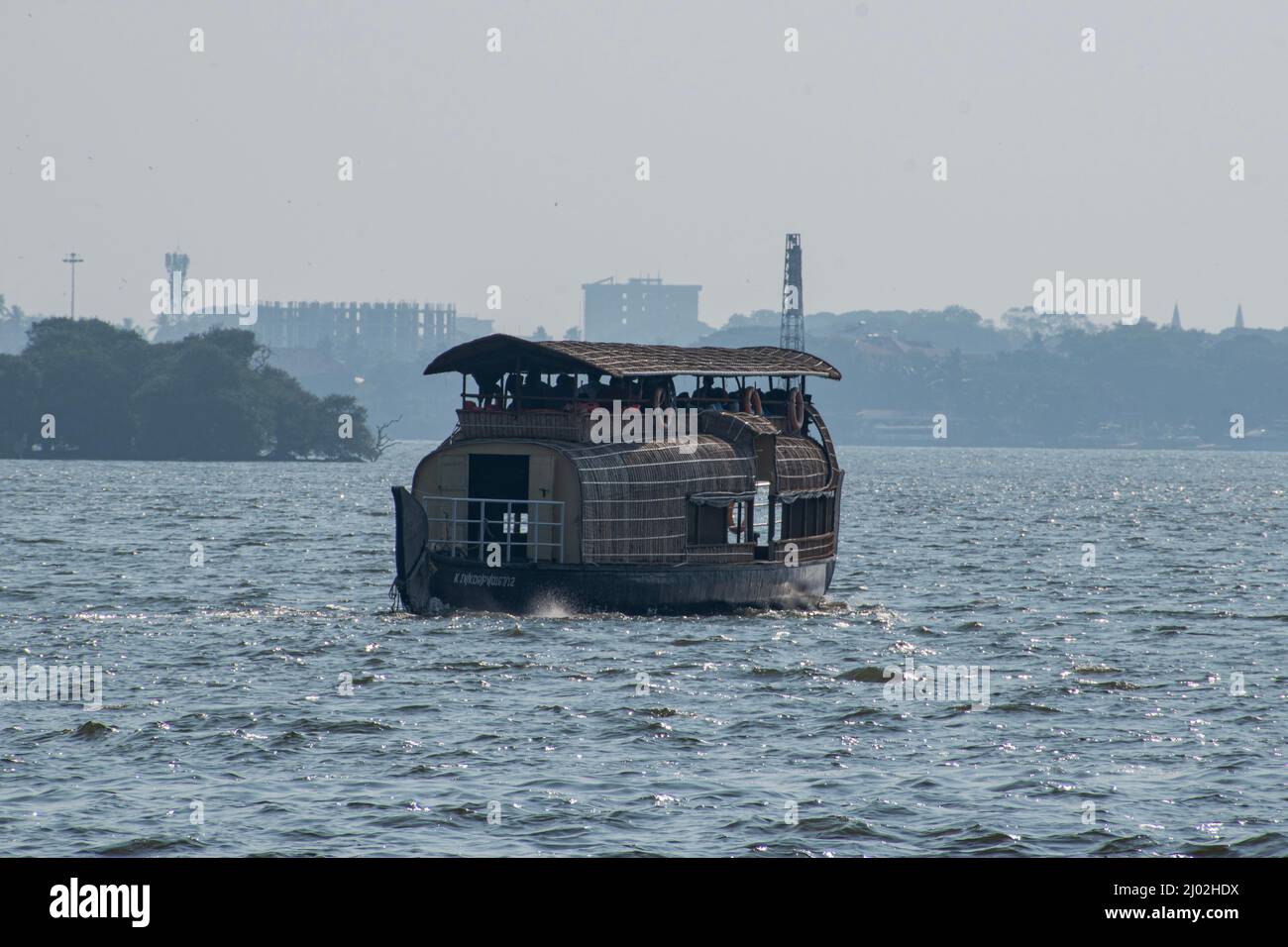 A picture of house boating in marine drive, Kochi, India. Picture was taken on 13 March 2022 Stock Photo