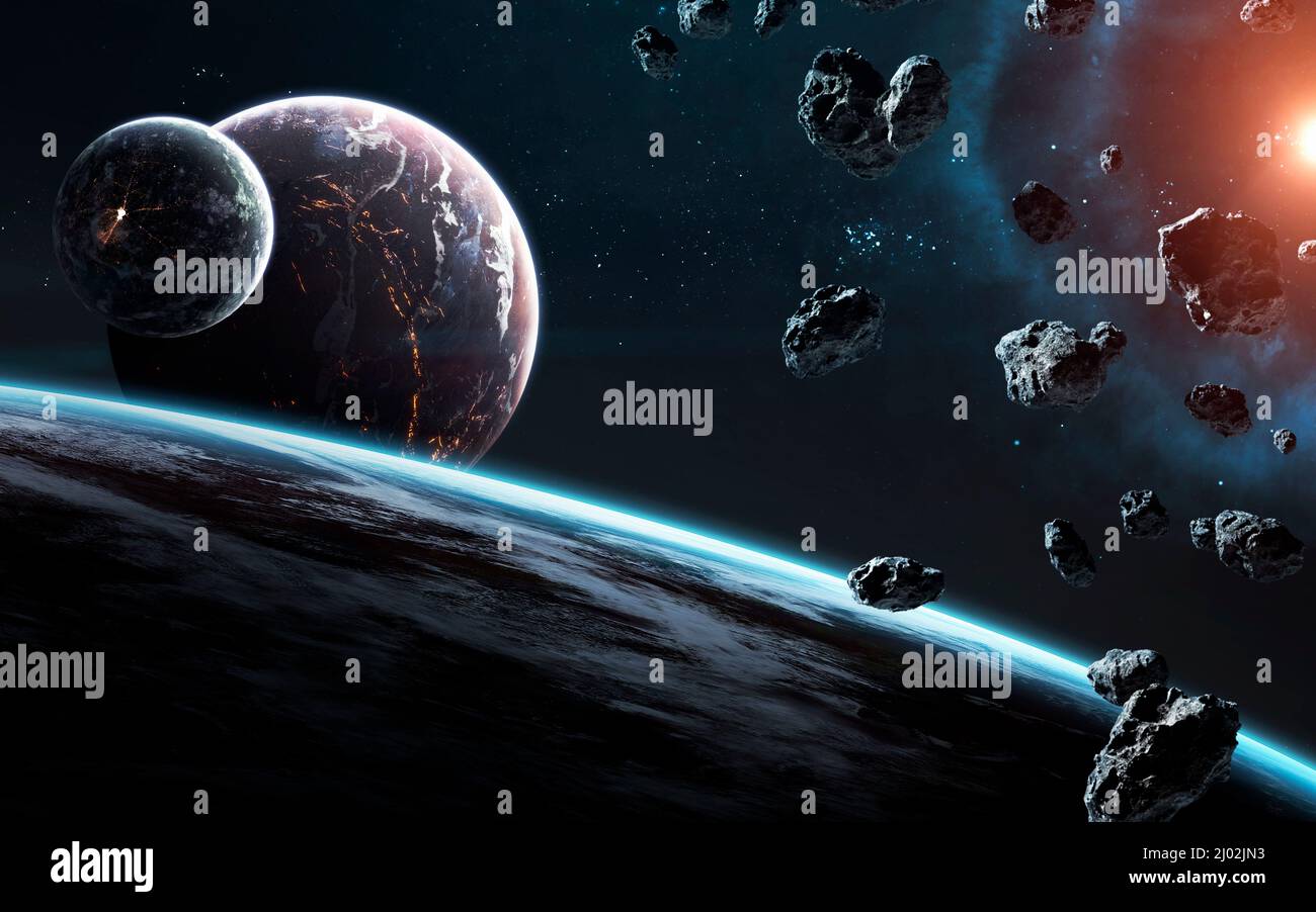 Awesome beautiful planets somewhere in deep space. Elements of this image furnished by NASA Stock Photo