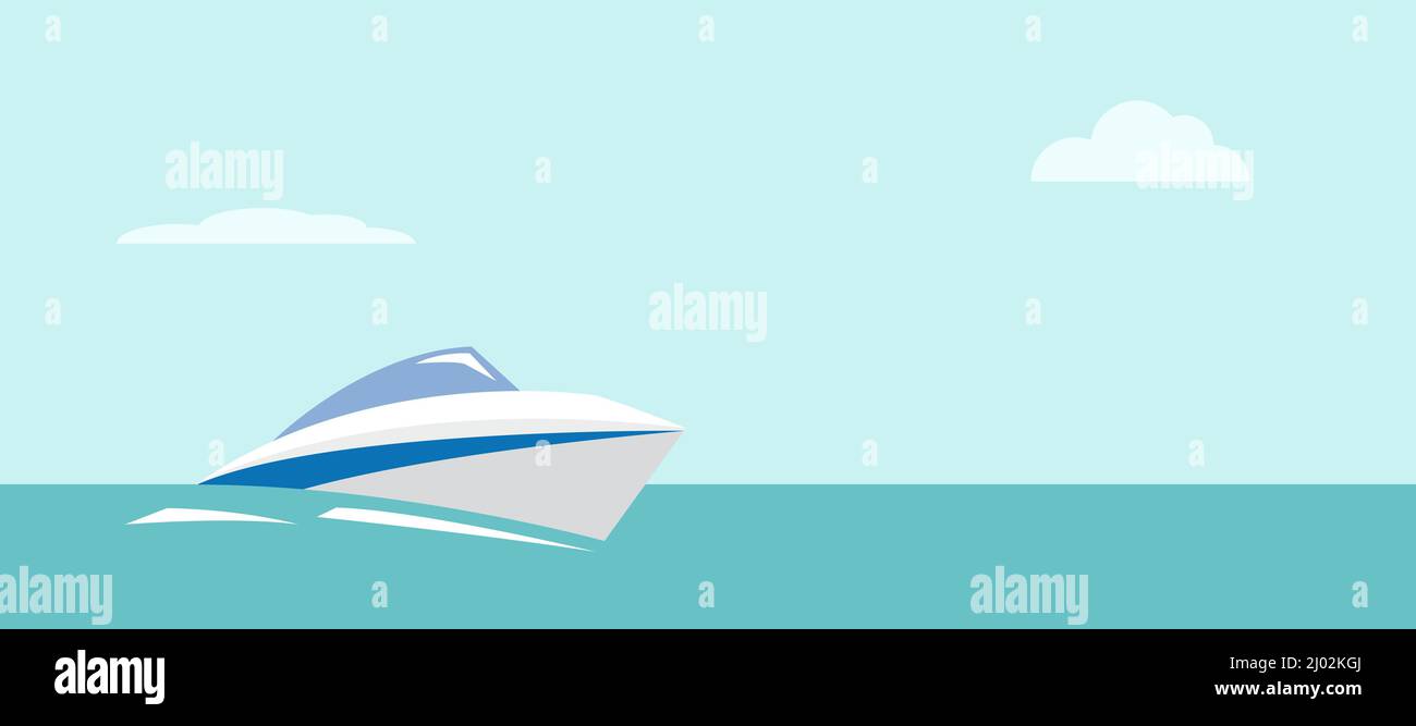 Calm sea with motor boat Stock Vector Images - Alamy