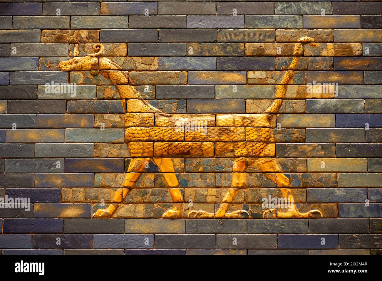 The Ishtar Gate (Arabic: بوابة عشتار) was the eighth gate to the inner city of Babylon Stock Photo