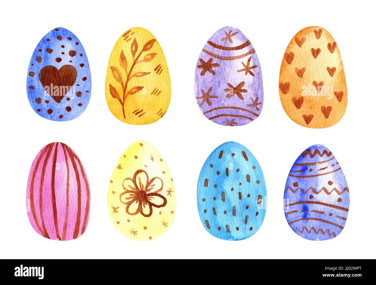 Easter eggs set with different texture. isolated on a white