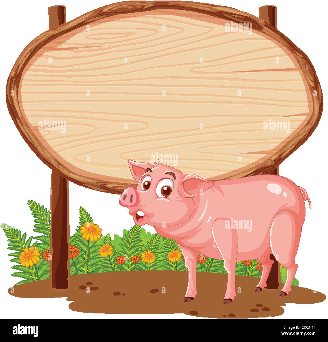 Blank oval wooden signboard with animal illustration Stock Vector Image ...
