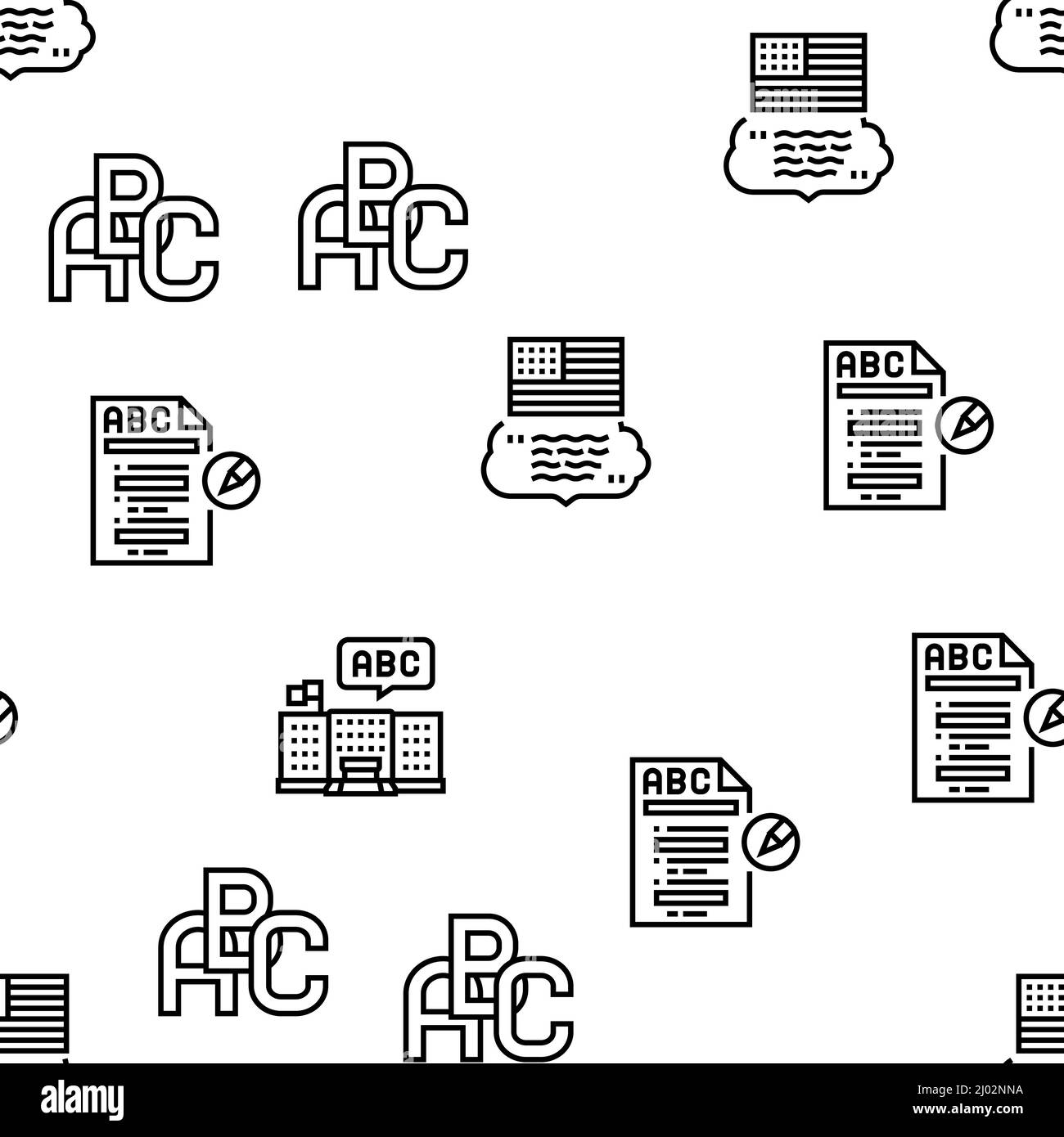 English Language Learn At School Vector Seamless Pattern Stock Vector ...