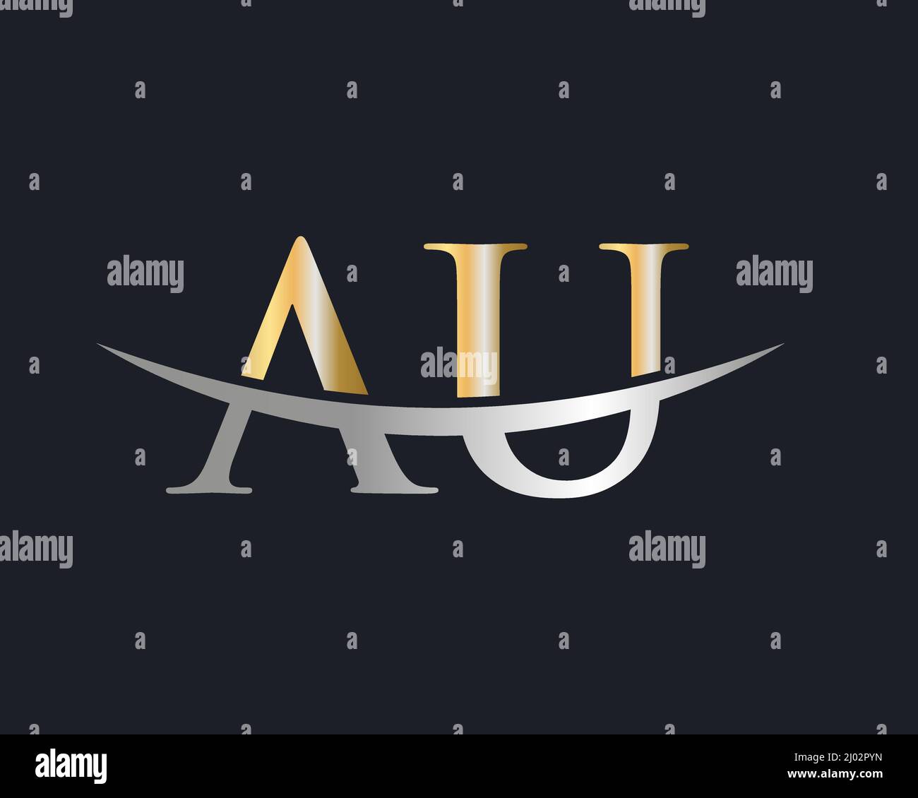 Initial Monogram Letter AU Logo Design Vector. AU Logo Design Template Stock Vector