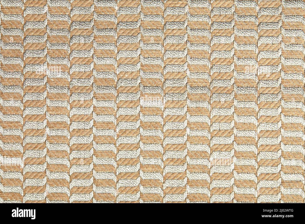 Biege linen cloth close-up background. Fabric beige teak canvas texture. Stock Photo