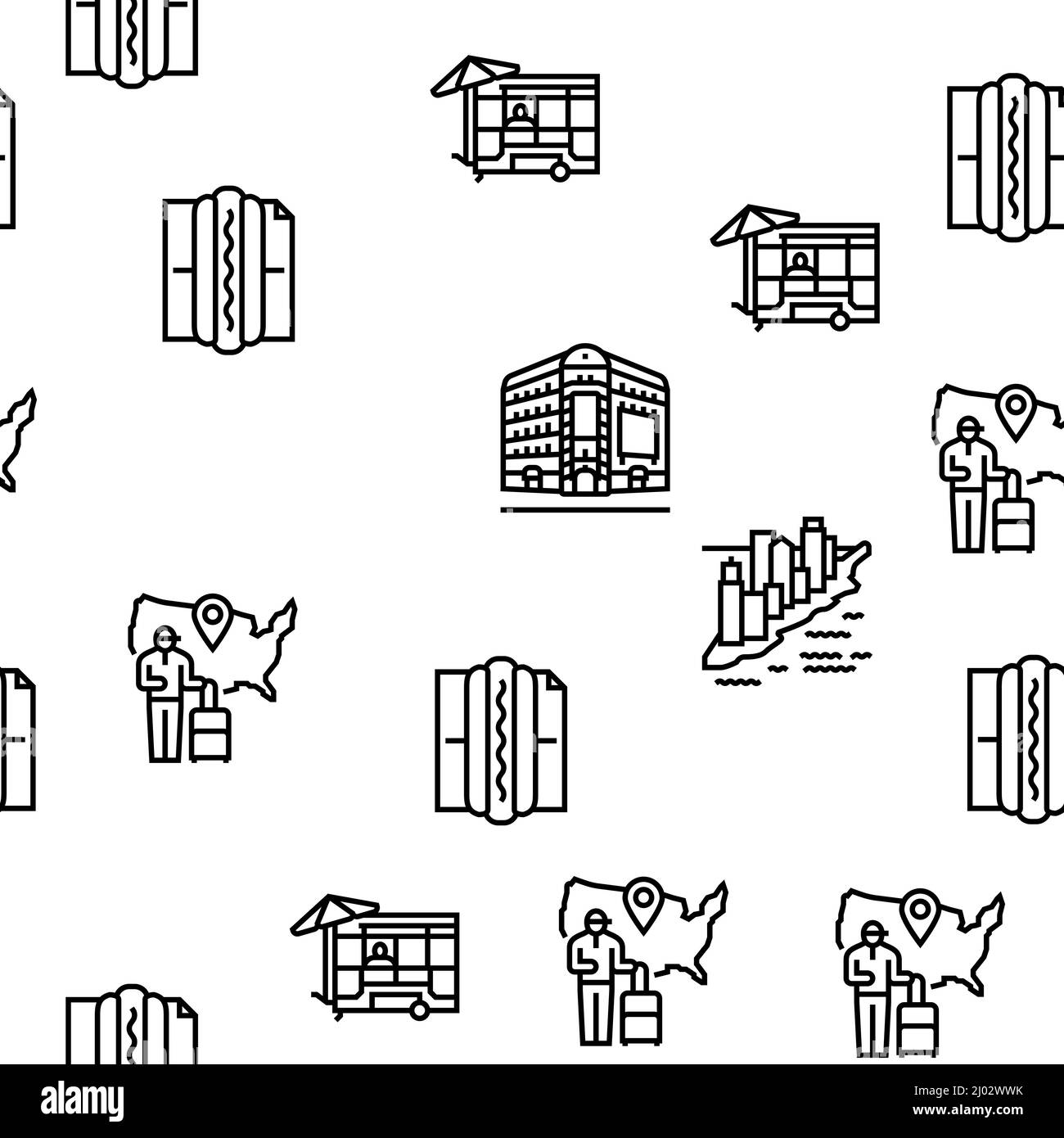 New York American City Landmarks Vector Seamless Pattern Stock Vector ...